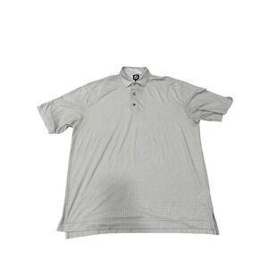 FootJoy Mens XXL Grey Blue Grid Print Short Sleeve Golf Polo Shirt Stretch FJ